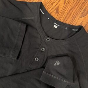 Public Rec Go To‎ Long Sleeve Henley Performance Shirt Men's 2XL Black Stretch